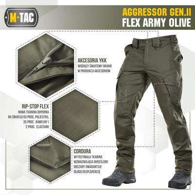 M-Tac Aggressor Gen.II Flex kelnės, Rip-Stop su teflonu