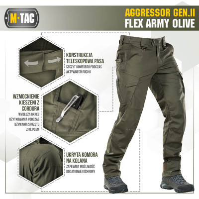 M-Tac Aggressor Gen.II Flex kelnės, Rip-Stop su teflonu