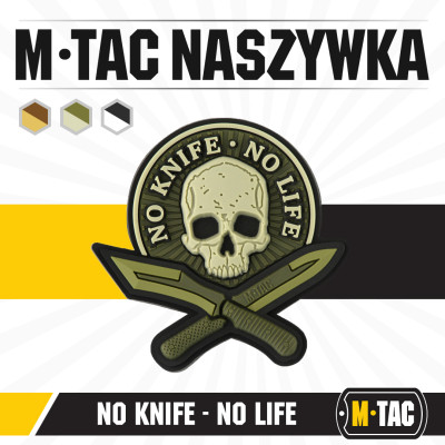 M-Tac Patch No Knife - No Life 3D PVC Antsiuvas, Olive
