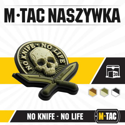 M-Tac Patch No Knife - No Life 3D PVC Antsiuvas, Olive