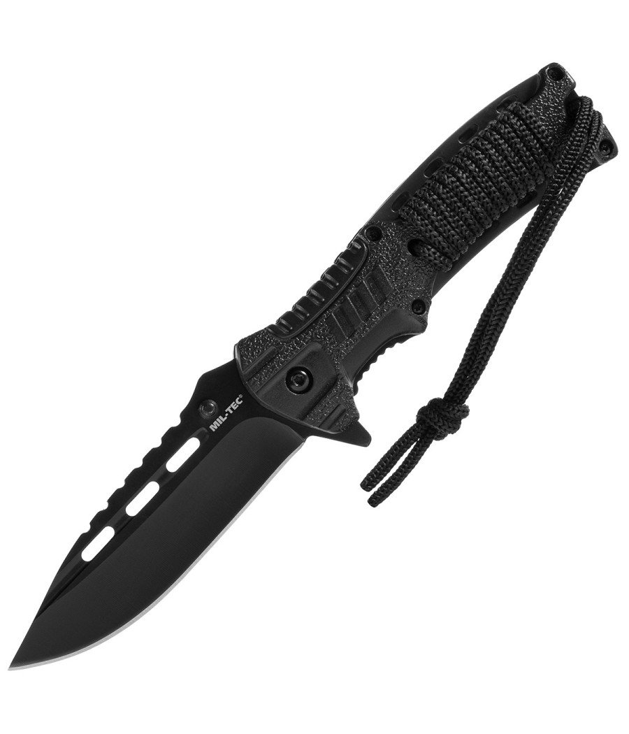 Mil-Tec One-Hand Knife Paracord w/ Fire Starter Sulankstomas išgyvenimo peilis