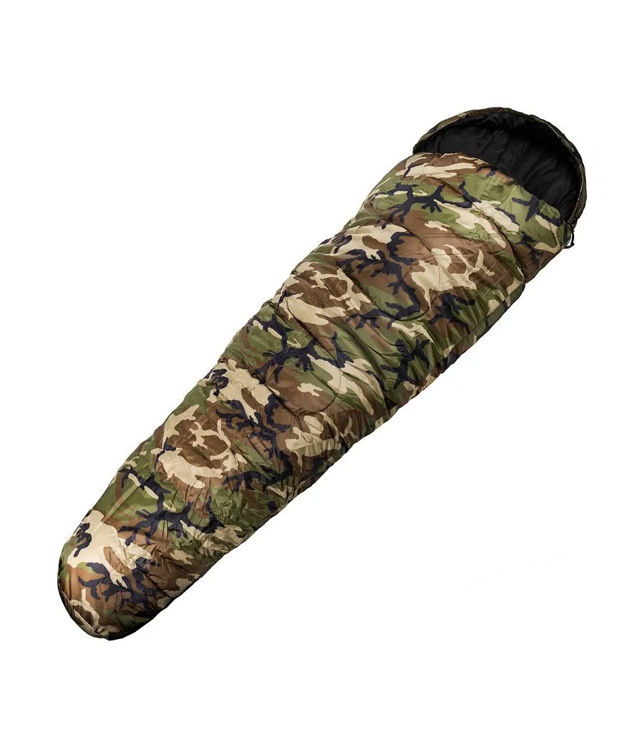 Mil-Tec Woodland Mummy Sleeping Bag 2-Layers Dvisluoksnis miegmaišis Woodland marginimo