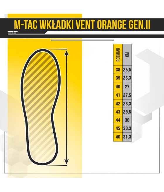 M-Tac Vent Insoles Orange Gen.II Ventiliuojami vidpadžiai