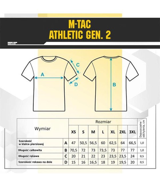 M-Tac Sweat-Wicking T-Shirt Athletic Tactical Gen.II Marškinėliai su Velcro antsiuvams