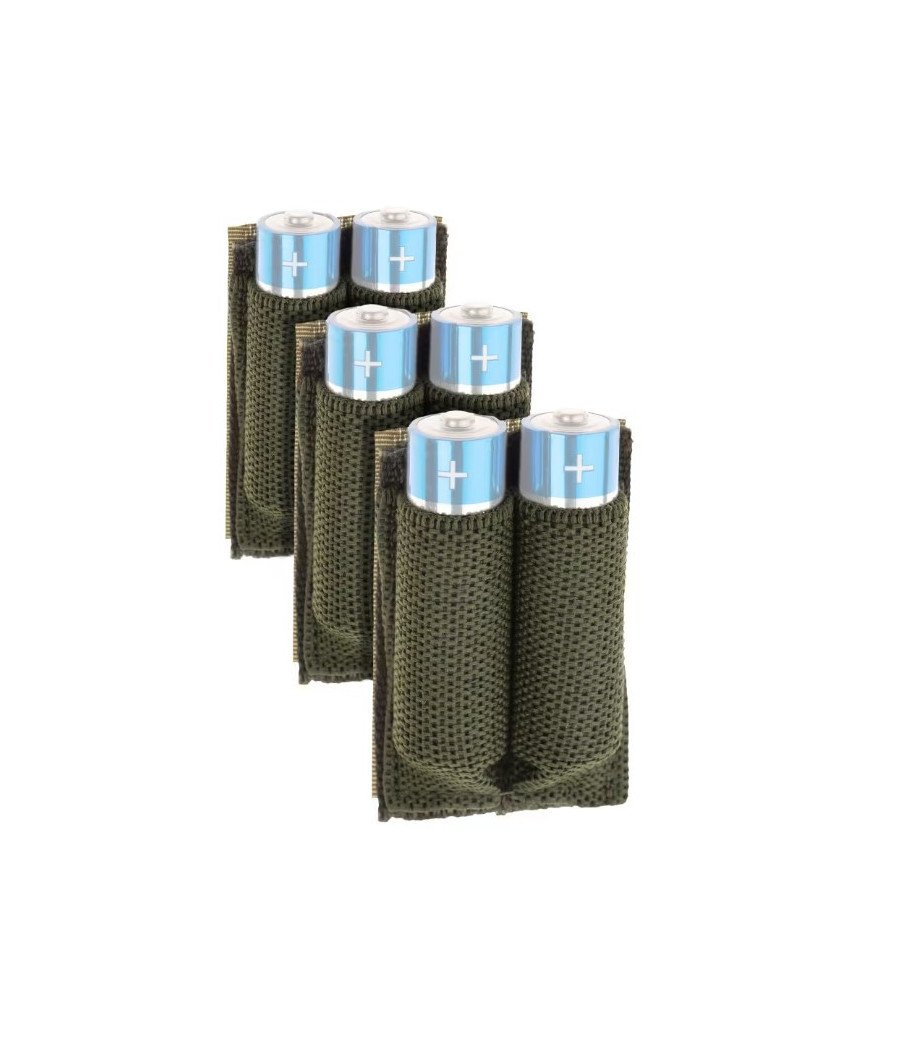 Invader Gear Battery Strapp AA 3-pack OD Velcro Baterijų dėklas tvirtinamas Velcru