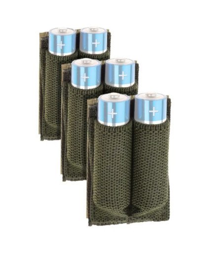 Invader Gear Battery Strapp AA 3-pack OD Velcro Baterijų dėklas tvirtinamas Velcru
