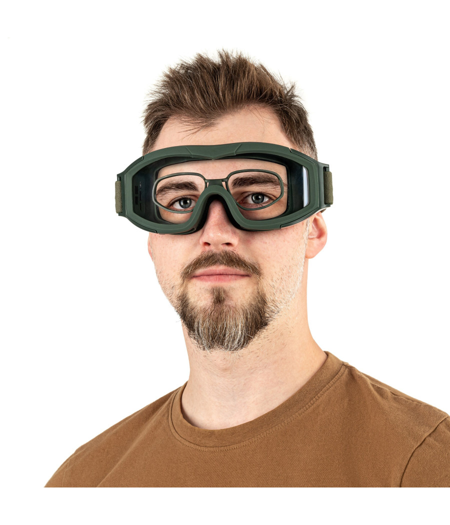 Swiss Eye F-Tac Tactical Goggles Olive Taktiniai akiniai su korekcinių akinių adapteriu