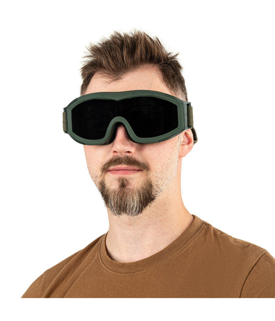Swiss Eye F-Tac Tactical Goggles Olive Taktiniai akiniai su korekcinių akinių adapteriu